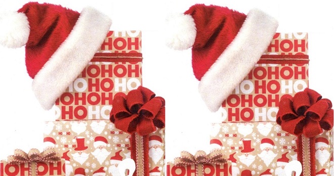 #2205 Ho Ho Ho Santa On Kraft Reversible Wrap Double Roll