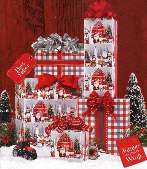 #2524 Santa's Barnyard Bash Reversible Jumbo Roll