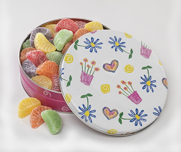 #9042 Hearts and Flowers Tin With Fruit slices